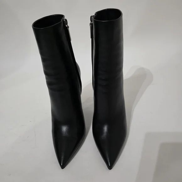 Saint Laurent Opyum Black Calfskin Ankle Boots Gold Heel Women’s Size 40 - Picture 11 of 14